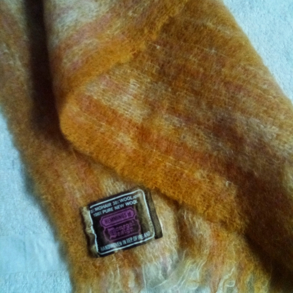 Donegal designs orange and yellow mohair scarf